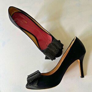 Kate Spade Black Genie Satin Sequin Bow Pumps
